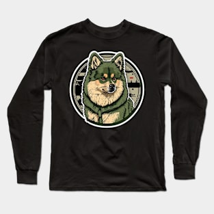 Finnish Lapphund Camouflage Motif Long Sleeve T-Shirt